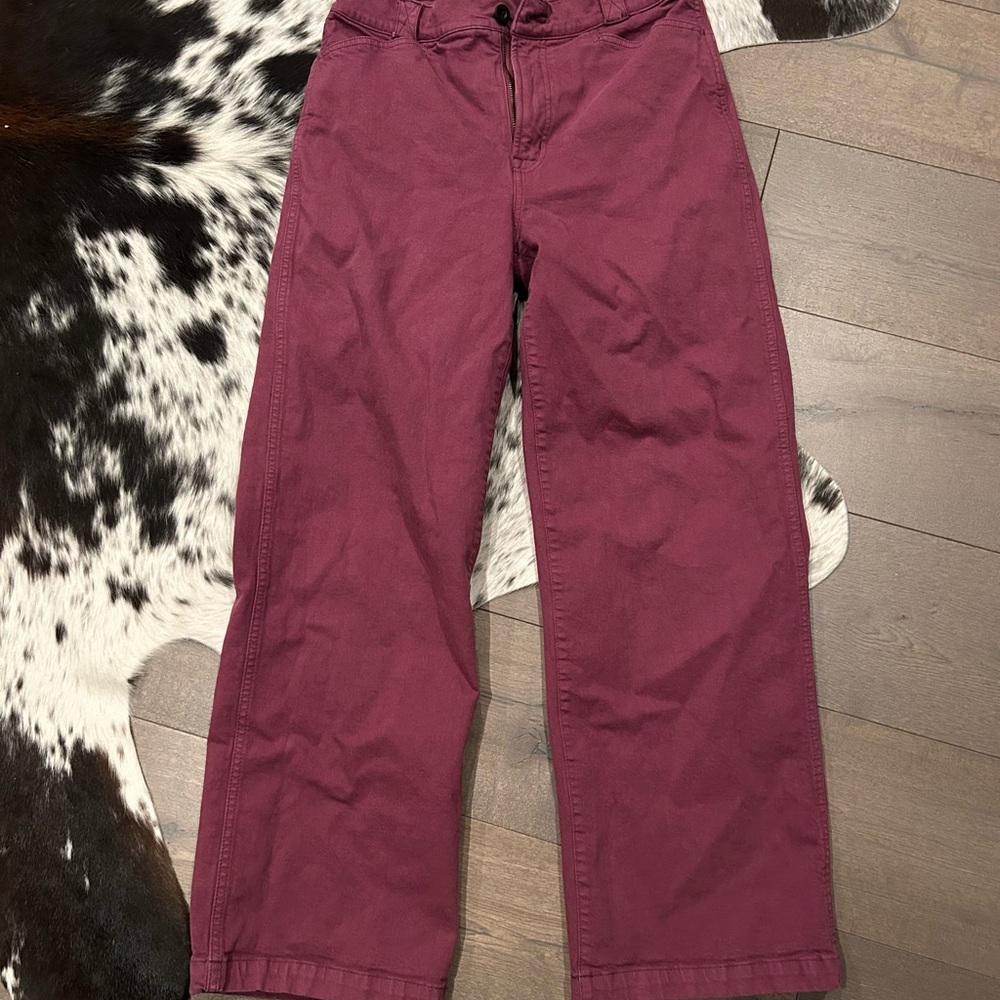 Madewell Women's Emmett Wide Leg Pants in Burgundy Pink Sz 29
